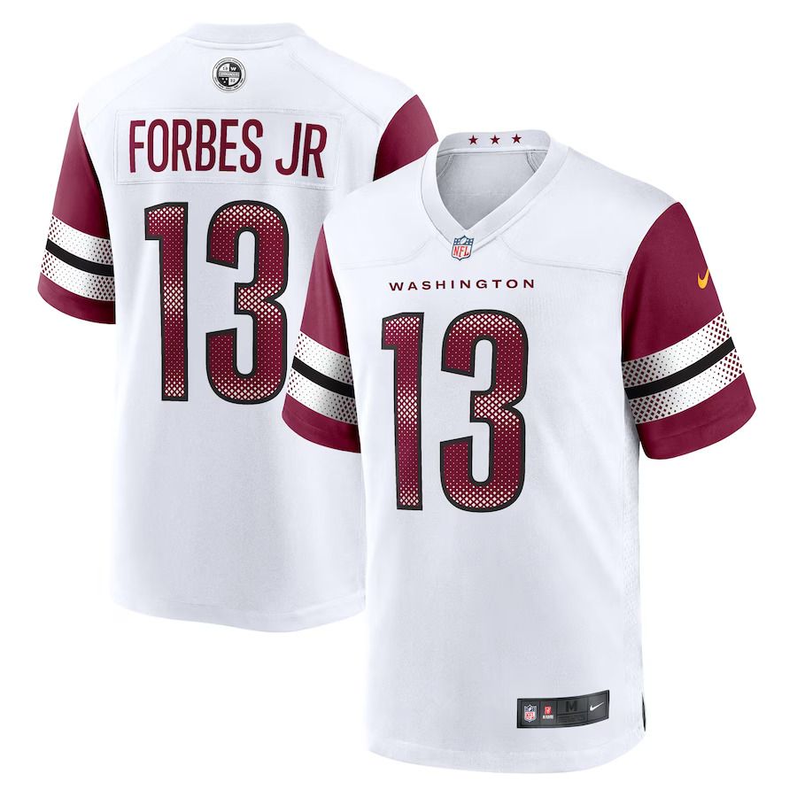 Men Washington Commanders 13 Emmanuel Forbes Jr. Nike White Away Game NFL Jersey